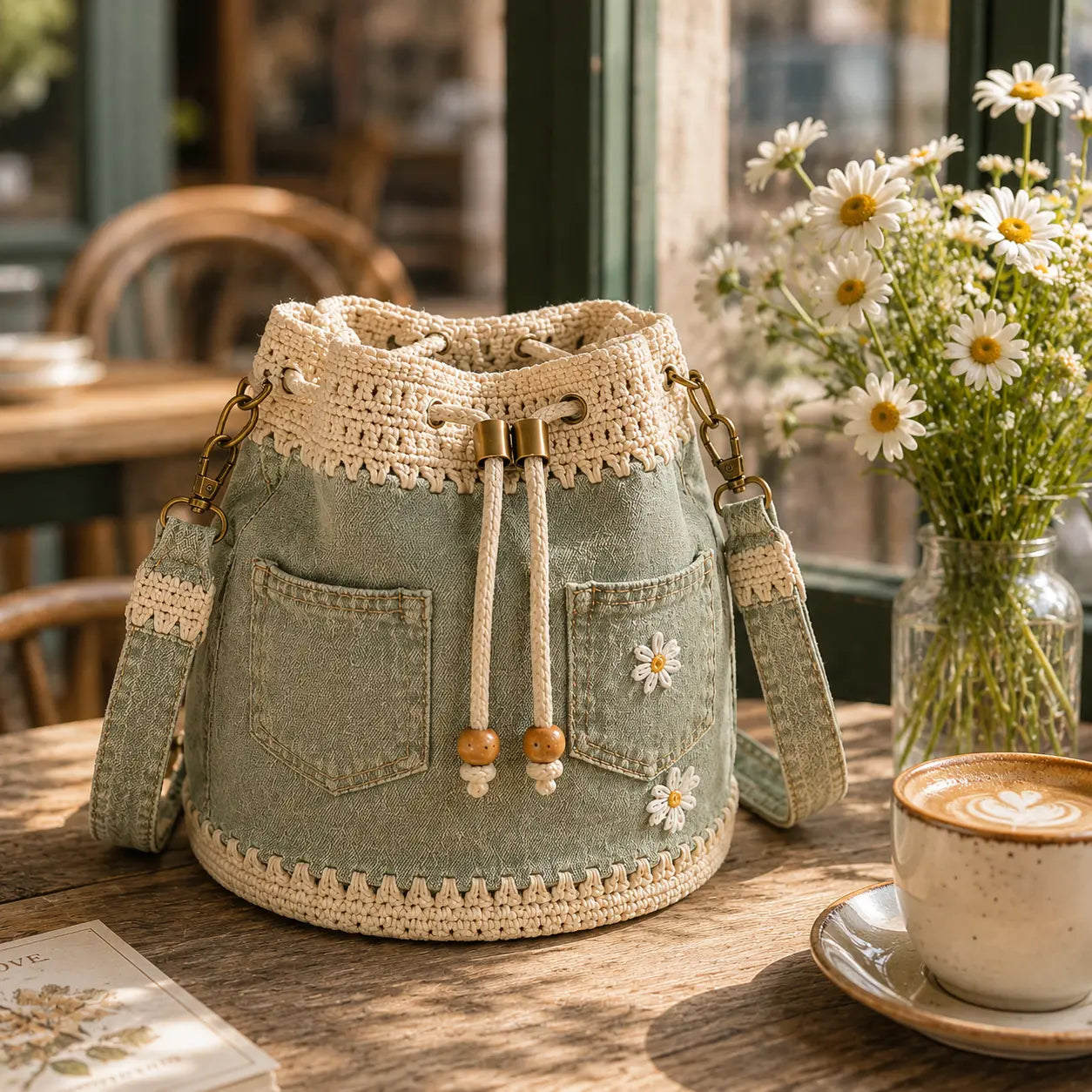 Bolso de mezclilla trenzada estilo boho que complementará cualquier atuendo ✨