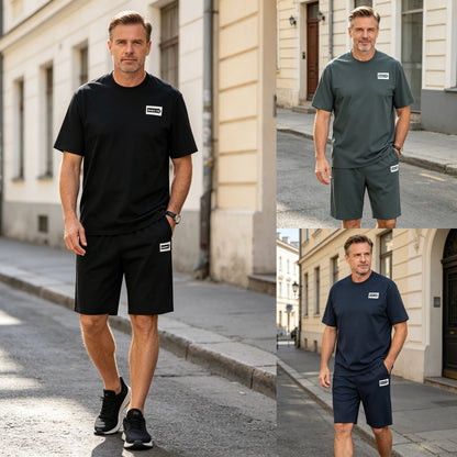 【Pago contra entrega】Conjunto deportivo de verano de 2 piezas para hombre: cómoda camiseta de manga corta y pantalones cortos para el día a día y el hogar.