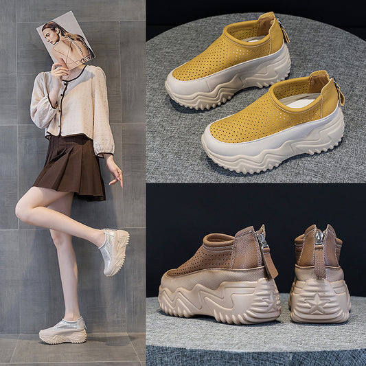 🔥👡【35-40】Nuevas sandalias de verano hechas de cuero genuino con suela gruesa transpirable y suela exterior hueca
