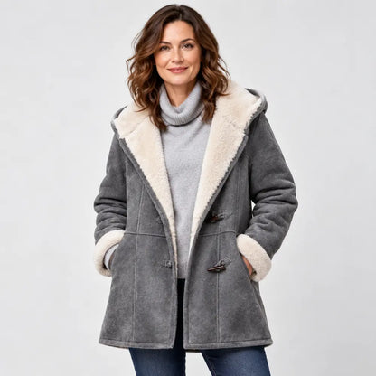 🐏🥼50% OFF💖 Elegantní a teplý dámský kabát z imitace semiše s fleecovou podšívkou, velikosti S-5XL, ležérní zimní bunda