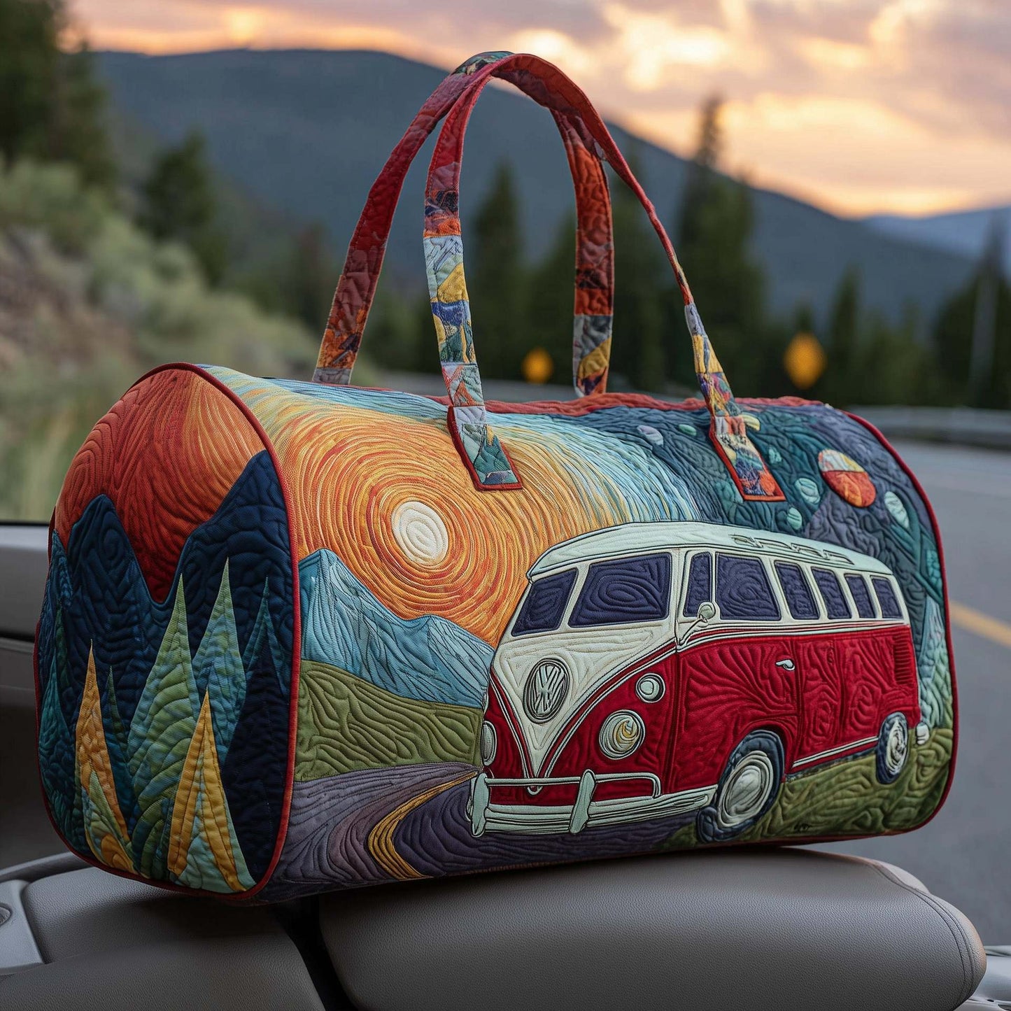 👜【(16x8x8) palců】Polstrovaná cestovní taška Hippie Van