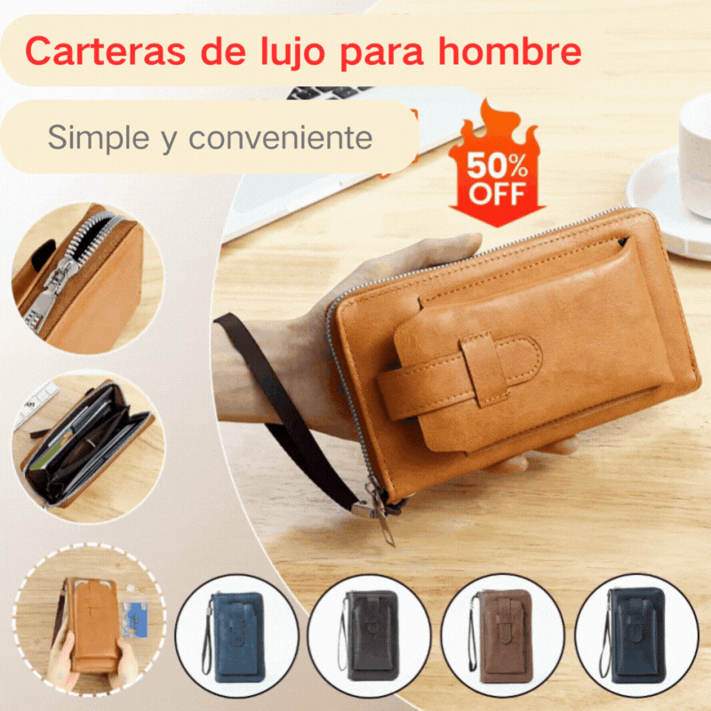 💼Cartera multifuncional para hombre de cuero genuino hecha a mano de nuevo estilo