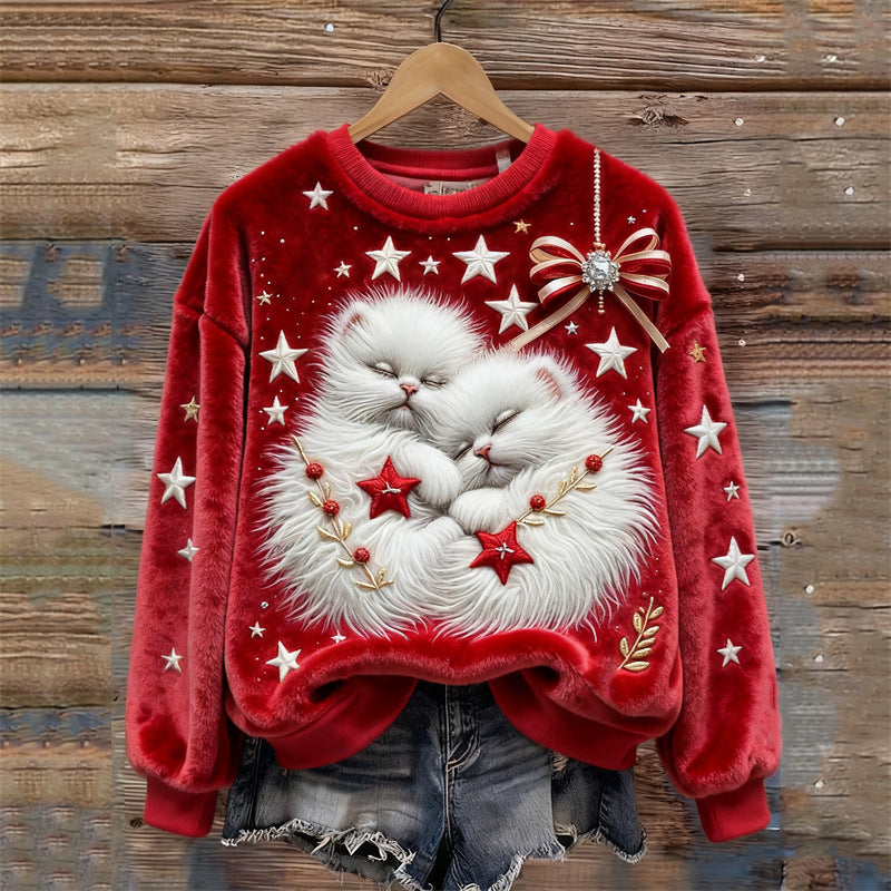 💥🍁【Promociones recientes y populares】🔥【S-5XL】Suéter navideño de franela para mujer decorado con varios patrones hermosos