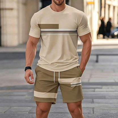 ✨【Pago contra entrega】Conjunto deportivo de verano de 2 piezas para hombre: cómoda camiseta de manga corta y pantalones cortos para uso diario y en casa.