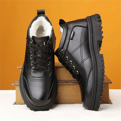 👞【39-44】Zapatos de cuero para hombre con suela gruesa para invierno: suela gruesa y forro suave y cálido.