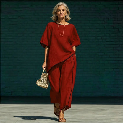 🔥Conjunto informal de verano de 2 piezas: material ultratranspirable, corte holgado que absorbe el sudor, tallas S-5XL.