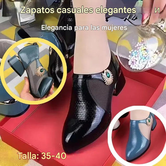 🔥👠【35-40】🏆💖Zapatos elegantes de mujer con tacón de malla y piel suave.