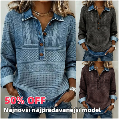 🎁Nueva camisa de manga larga de moda de alta calidad con diseño de color en contraste.
