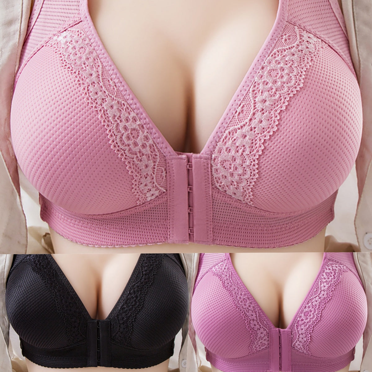 💥【Paquete de 3】Sujetadores de alta calidad | 💖🧡 Sin costuras, con gran sujeción, elegantes y sexys, previenen la flacidez