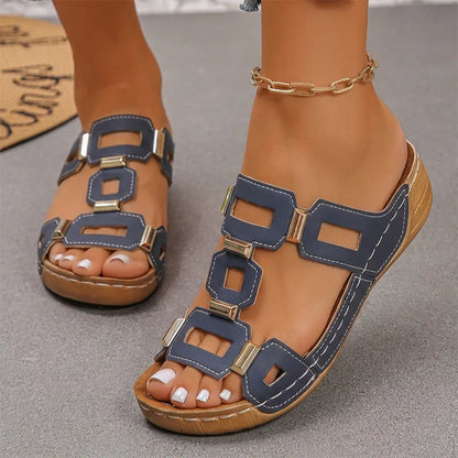 👡【Cómodas, camina sin cansarte】Sandalias retro de plataforma con tacón de cuña (ortopédicas)