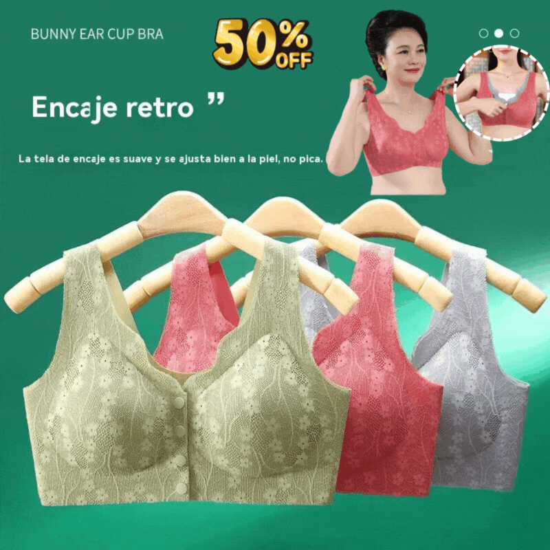 💖💖😍😍【49% de descuento】【Paquete de 3】Sujetador sin aros para mujer, cierre frontal ❤️【40-100 kg】