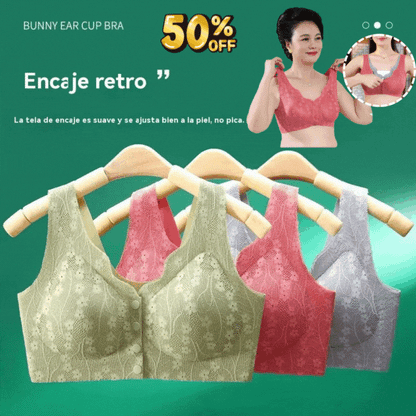💖💖😍😍【49% de descuento】【Paquete de 3】Sujetador sin aros para mujer, cierre frontal ❤️【40-100 kg】