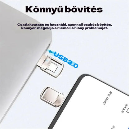 Továbbfejlesztett, két interfészes USB flash meghajtó · USB 3.0 · 64 GB – 2 TB