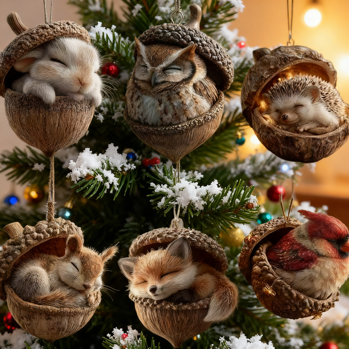 🔥【Compra 6, llévate 6 gratis】🐿️🦉Adorno de animales del bosque para el árbol de Navidad