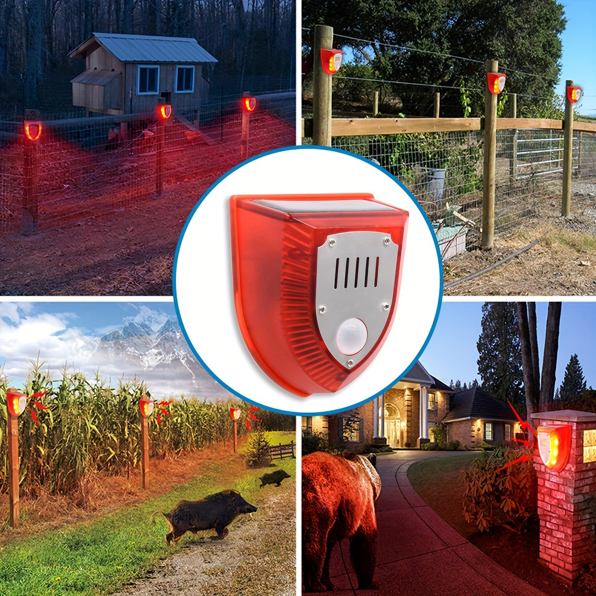🔥Alarma solar, luz de alarma antirrobo con sensor de cuerpo humano, repelente de animales ultrasónico