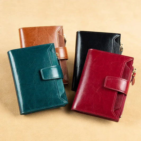🔥【Oferta especial】 Nueva cartera de mujer de alta gama, cartera corta de piel, múltiples bolsillos
