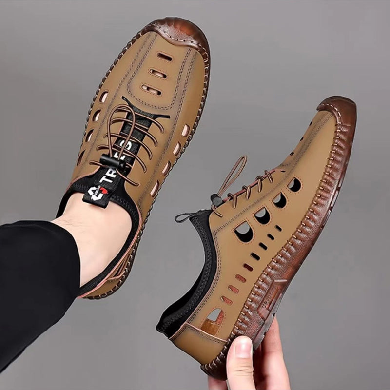 🔥Cantidad limitada🔥 ✨【Tallas 39-44】Zapatos casuales para hombre: cuero genuino, transpirables y antideslizantes, con parte superior perforada.