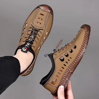 🔥Cantidad limitada🔥 ✨【Tallas 39-44】Zapatos casuales para hombre: cuero genuino, transpirables y antideslizantes, con parte superior perforada.