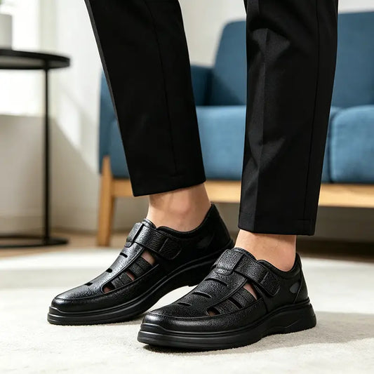【40-45】Sandalias de verano para hombre de piel auténtica: Excelente transpirabilidad y muy cómodas de llevar.