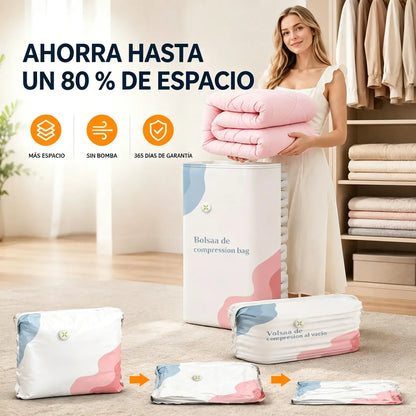 🧳 5 artículos por solo 29 € 💨 Bolsas de almacenamiento al vacío grandes y plegables: No necesitan bomba de aire, excelente sellado, ideales para ahorrar espacio en tu maleta y en casa ✈️