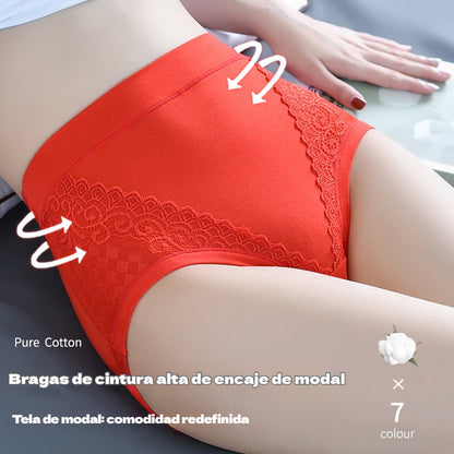 🔥🩲【6 piezas】Último día - 50% de descuento - Braguitas antibacterianas de cintura alta para control de abdomen